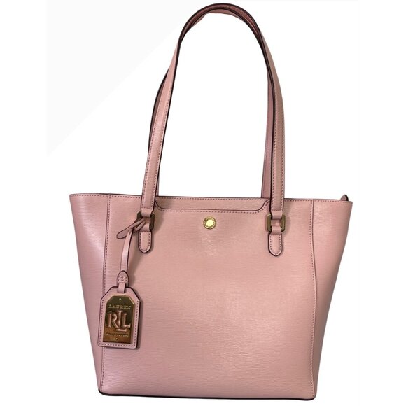 Ralph Lauren Womens Pink Leather Tote Hand Bag W/Wallet Preppy Stylish Purse - Picture 1 of 16